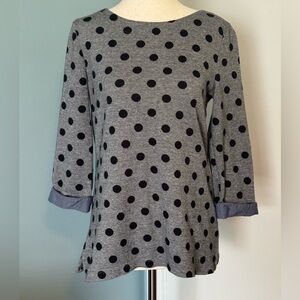 Talbots Stylish Gray Polka Dot Blouse